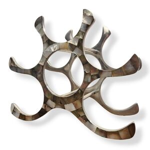 Vintage Mother of Pearl and Aluminum Wine Rack